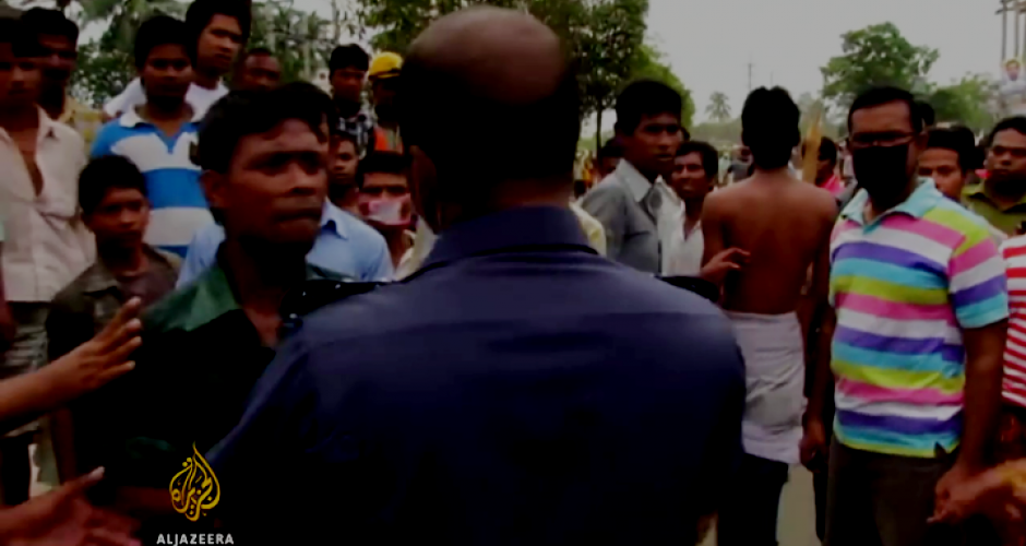 Confrontation between textile workers on strike and the police in Bangladesh