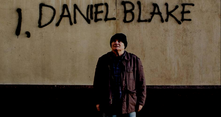 Daniel Blake in front of the job center