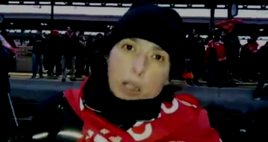 H&M worker at a demonstration for Aldo Milani