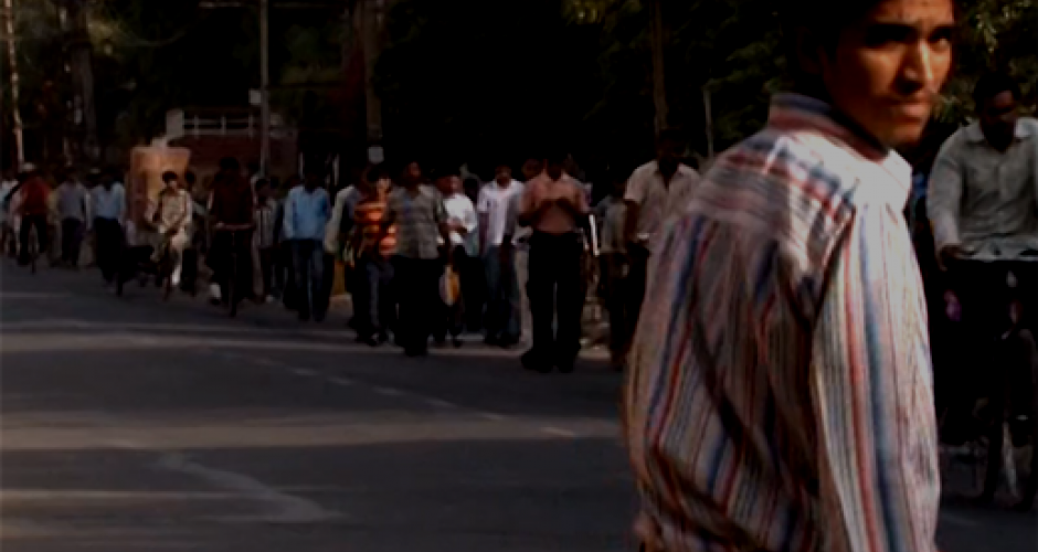 worker on his way to the factory, faridabad