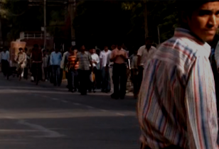 worker on his way to the factory, faridabad